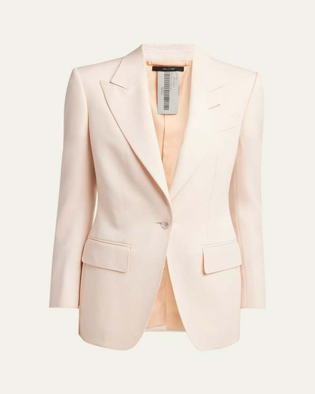 Single-Breasted Wool-Blend Blazer Jacket